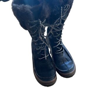Merrell Black and Brown Winter Boots with Fur Trim